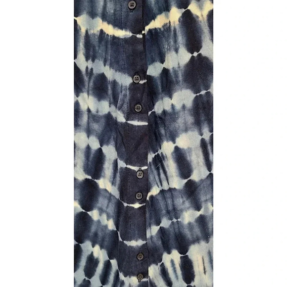 Ruff Hewn Tie Dye Maxi Skirt Women's 2X Navy Blue White Button Front - Picture 3 of 5